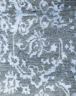 Traditional Ikat Hand Knotted Abstract Silk & Wool Blend Gray Area Rug 9' 2" x 12' 3"