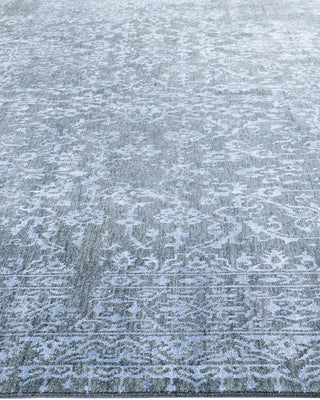 Traditional Ikat Hand Knotted Abstract Silk & Wool Blend Gray Area Rug 9' 2" x 12' 3"