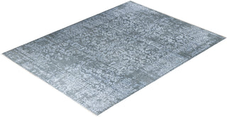 Traditional Ikat Hand Knotted Abstract Silk & Wool Blend Gray Area Rug 9' 2" x 12' 3"