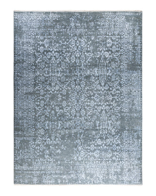Traditional Ikat Hand Knotted Abstract Silk & Wool Blend Gray Area Rug 9' 2" x 12' 3"