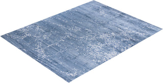 Contemporary Modern Hand Knotted Abstract Silk Gray Area Rug 9' 1" x 12' 0"