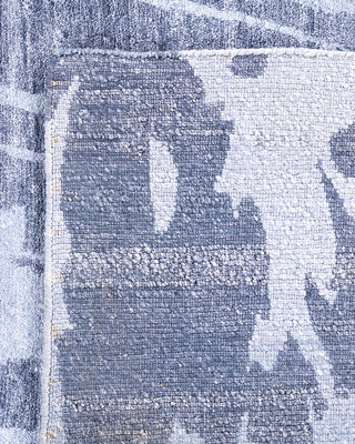 Contemporary Modern Hand Knotted Abstract Silk Gray Area Rug 9' 1" x 12' 1"