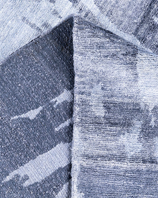 Contemporary Modern Hand Knotted Abstract Silk Gray Area Rug 9' 1" x 12' 1"