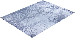 Contemporary Modern Hand Knotted Abstract Silk Gray Area Rug 9' 1" x 12' 1"