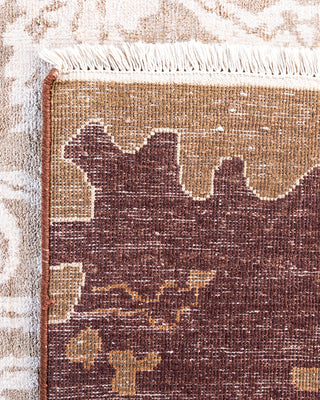 Traditional Ikat Hand Knotted Abstract Silk Brown Area Rug 8' 1" x 9' 10"