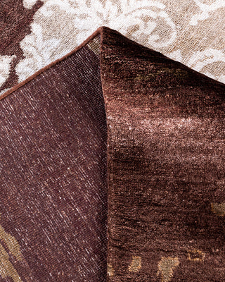 Traditional Ikat Hand Knotted Abstract Silk Brown Area Rug 8' 1" x 9' 10"