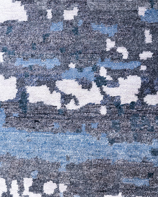 Contemporary Modern Hand Knotted Abstract Silk Black Area Rug 8' 1" x 10' 1"