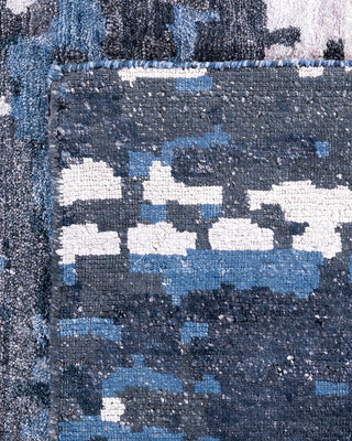 Contemporary Modern Hand Knotted Abstract Silk Black Area Rug 8' 1" x 10' 1"
