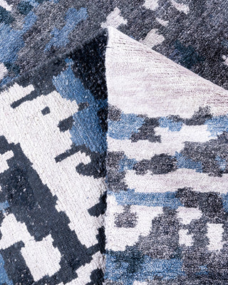 Contemporary Modern Hand Knotted Abstract Silk Black Area Rug 8' 1" x 10' 1"