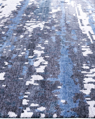 Contemporary Modern Hand Knotted Abstract Silk Black Area Rug 9' 1" x 12' 1"