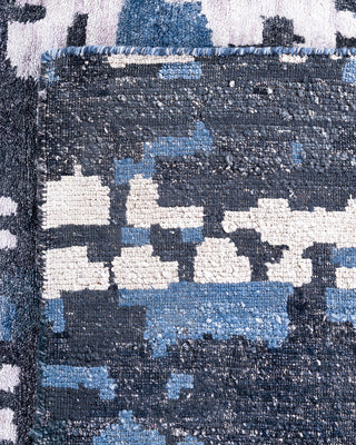 Contemporary Modern Hand Knotted Abstract Silk Black Area Rug 9' 1" x 12' 1"