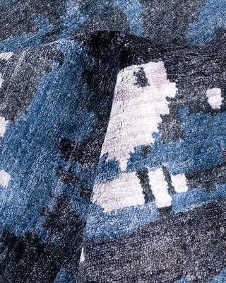 Contemporary Modern Hand Knotted Abstract Silk Black Area Rug 9' 1" x 12' 1"
