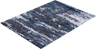 Contemporary Modern Hand Knotted Abstract Silk Black Area Rug 9' 1" x 12' 1"