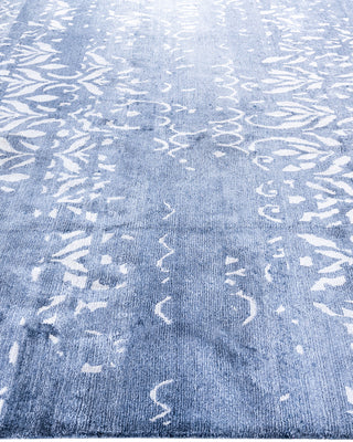 Contemporary Modern Hand Knotted Abstract Silk Gray Area Rug 8' 1" x 10' 3"