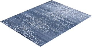 Contemporary Modern Hand Knotted Abstract Silk Gray Area Rug 8' 1" x 10' 3"