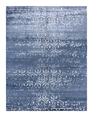 Contemporary Modern Hand Knotted Abstract Silk Gray Area Rug 8' 1" x 10' 3"