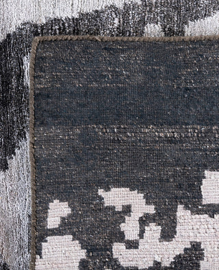 Contemporary Abstarct Silk Hand Knotted Black Area Rug 8' 1" x 10' 1"