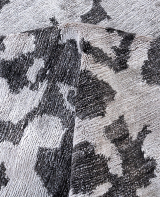 Contemporary Abstarct Silk Hand Knotted Black Area Rug 8' 1" x 10' 1"
