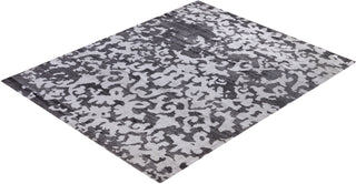 Contemporary Abstarct Silk Hand Knotted Black Area Rug 8' 1" x 10' 1"