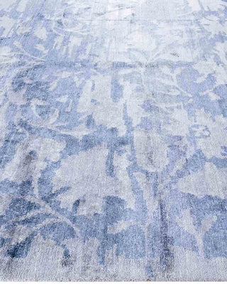 Contemporary Modern Hand Knotted Abstract Silk Gray Area Rug 8' 2" x 9' 10"