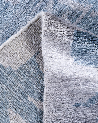 Contemporary Modern Hand Knotted Abstract Silk Gray Area Rug 8' 2" x 9' 10"