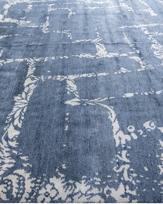 Contemporary Modern Hand Knotted Abstract Silk Ivory Area Rug 9' 1" x 11' 10"