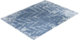 Contemporary Modern Hand Knotted Abstract Silk Ivory Area Rug 9' 1" x 11' 10"