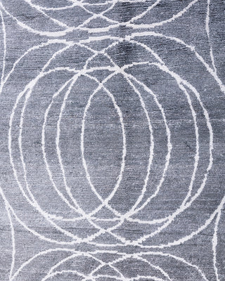Contemporary Modern Hand Knotted Geometric Silk Gray Area Rug 8' 0" x 10' 0"