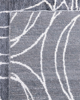 Contemporary Modern Hand Knotted Geometric Silk Gray Area Rug 8' 0" x 10' 0"