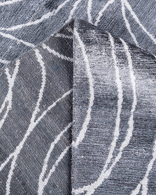 Contemporary Modern Hand Knotted Geometric Silk Gray Area Rug 8' 0" x 10' 0"