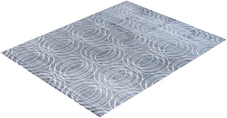 Contemporary Modern Hand Knotted Geometric Silk Gray Area Rug 8' 0" x 10' 0"