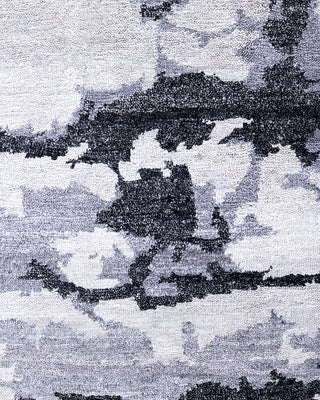 Contemporary Modern Hand Knotted Abstract Silk Gray Area Rug 8' 1" x 10' 1"