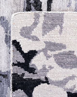 Contemporary Modern Hand Knotted Abstract Silk Gray Area Rug 8' 1" x 10' 1"