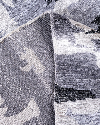 Contemporary Modern Hand Knotted Abstract Silk Gray Area Rug 8' 1" x 10' 1"