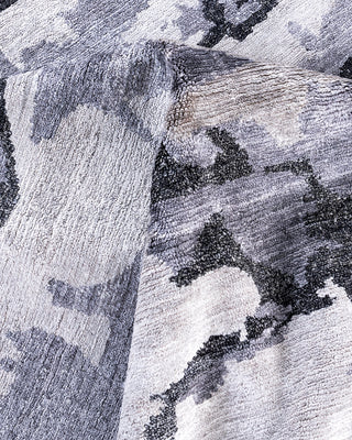 Contemporary Modern Hand Knotted Abstract Silk Gray Area Rug 8' 1" x 10' 1"