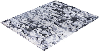 Contemporary Modern Hand Knotted Abstract Silk Gray Area Rug 8' 1" x 10' 1"