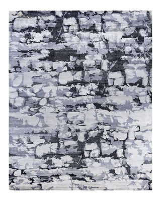 Contemporary Modern Hand Knotted Abstract Silk Gray Area Rug 8' 1" x 10' 1"