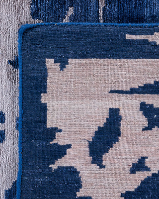 Contemporary Modern Hand Knotted Abstract Silk Blue Area Rug 8' 1" x 10' 1"