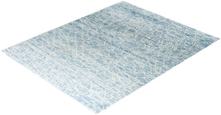 Contemporary Modern Hand Knotted Abstract Wool Gray Area Rug 7' 10" x 9' 9"