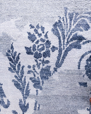 Contemporary Modern Hand Knotted Abstract Silk Gray Area Rug 9' 2" x 12' 4"