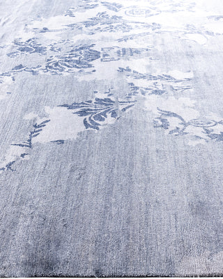 Contemporary Modern Hand Knotted Abstract Silk Gray Area Rug 9' 2" x 12' 4"