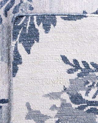 Contemporary Modern Hand Knotted Abstract Silk Gray Area Rug 9' 2" x 12' 4"