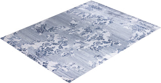 Contemporary Modern Hand Knotted Abstract Silk Gray Area Rug 9' 2" x 12' 4"
