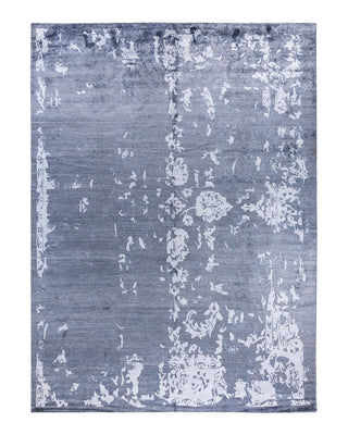Contemporary Modern Hand Knotted Abstract Silk Gray Area Rug 9' 2" x 12' 3"