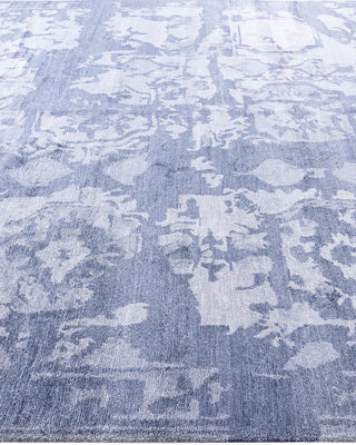 Contemporary Modern Hand Knotted Abstract Silk Gray Area Rug 8' 2" x 10' 1"