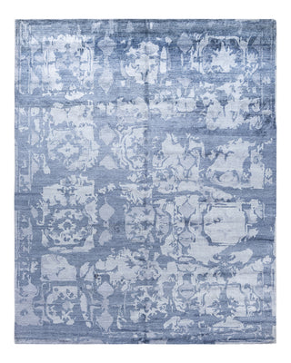 Contemporary Modern Hand Knotted Abstract Silk Gray Area Rug 8' 2" x 10' 1"