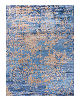 Contemporary Modern Hand Knotted Abstract Silk Purple Area Rug 9' 2" x 12' 1"