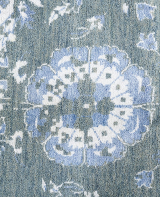 Traditional Abstarct Wool, Silk Hand Knotted Green Area Rug 9' 0" x 12' 3"