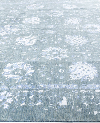 Traditional Abstarct Wool, Silk Hand Knotted Green Area Rug 9' 0" x 12' 3"