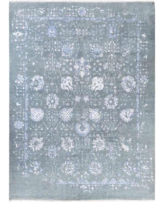 Traditional Abstarct Wool, Silk Hand Knotted Green Area Rug 9' 0" x 12' 3"
